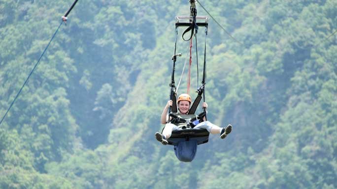 Zipling, an adventure activity in Pokhara, Nepal. 