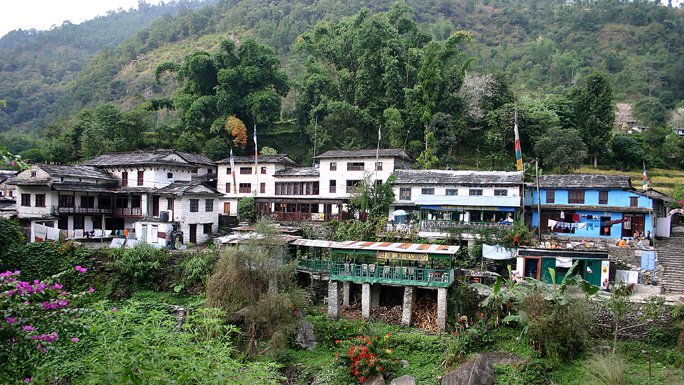 A village in the Annapurna Circuit in Nepal
